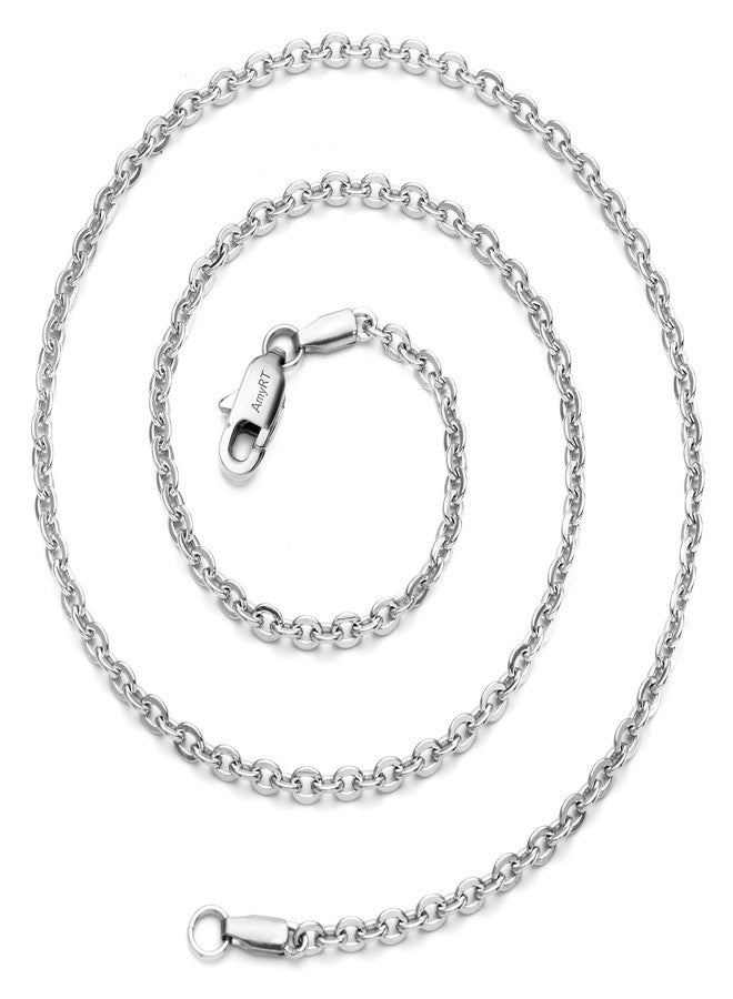 AmyRT Jewelry 3mm Titanium Steel Cable Chain Silver Necklaces for Women 18 in - Image 1